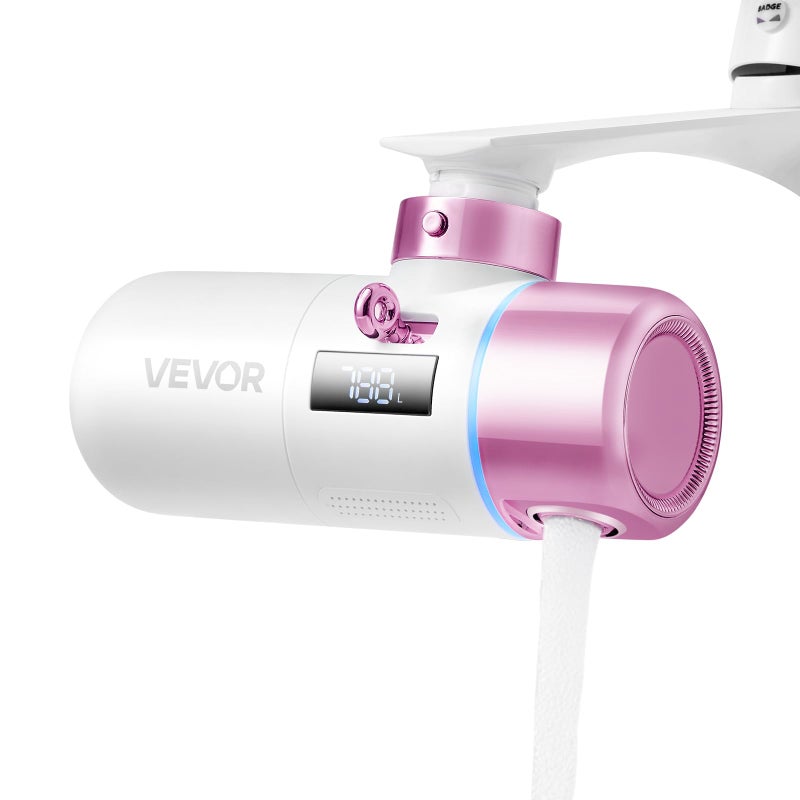 VEVOR Skincare Water Filter, Faucet Mount Water Filters with Micro-Nano Bubble for Skin, Sink Tap Purifier, Removes Chlorine with 1 Filter, for Kitchen and Bathroom Faucets, Pink + Gold - Image 1